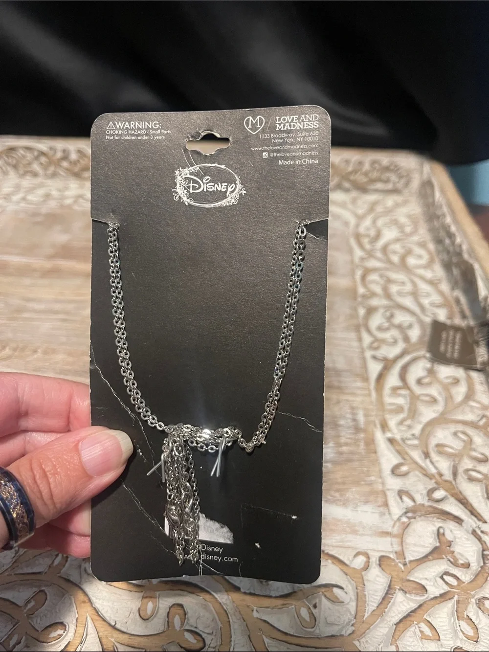 Disney Silver Beauty and the Beast Mrs. Potts & Chip Double Pendant Necklace